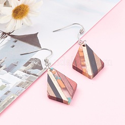 Ensembles de boucles d'oreilles pendantes en résine et bois de noyer&nbsp;EJEW-JE04514