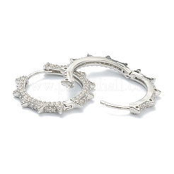 Orecchini a cerchio huggie in zirconi cubici trasparenti micro pavè&nbsp;EJEW-A058-02P