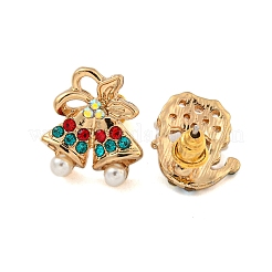 Boucles d'oreilles asymétriques en alliage de noël avec strass colorés et plastique pour femmes&nbsp;LS-EJEW-M256-02C-G