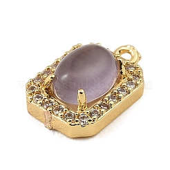 Ciondoli in ottone con micro pavé di zirconi cubici trasparenti e occhio di gatto&nbsp;CU-CBAF17A-08G-02