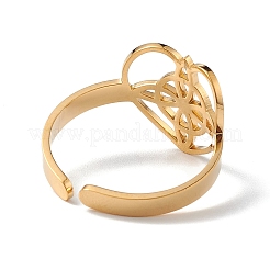 Anello polsino aperto in acciaio inossidabile 304 con nodo da marinaio a forma di cuore per donna&nbsp;RJEW-E073-01G