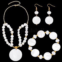 Halsketten & Armbänder & Ohrhänger-Sets aus Naturperlen&nbsp;SJEW-PH01394