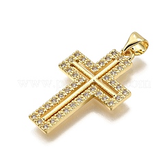 Pendentifs avec zircon cubiques à micro-pavés en laiton&nbsp;KK-Z100-37G-02