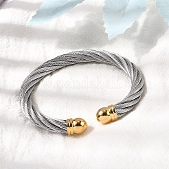 Bracelets manchettes en acier inoxydable 304&nbsp;BJEW-P310-26B-GP