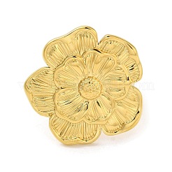 Ionenbeschichtung (IP) 304 Edelstahl Blume offener Manschettenring für Frauen&nbsp;RJEW-C083-05G