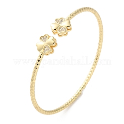Bracciale rigido aperto con zirconi chiari&nbsp;BJEW-G737-01G-05