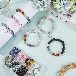 DIY-Kits zur Herstellung von Armbändern aus natürlichen und synthetischen Edelsteinen mit runden Perlen&nbsp;DIY-SC0030-80