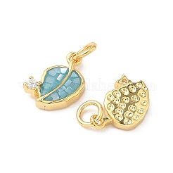 Micro pavè di zirconi cubici e pendenti conchiglia in ottone placcato a cremagliera&nbsp;KK-I357-08G