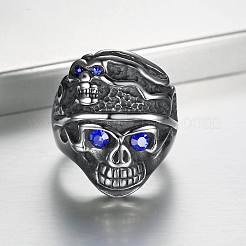 Bague tête de mort strass&nbsp;SKUL-PW0002-037H-AS