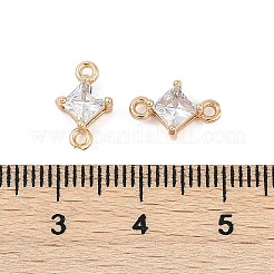 Dijes de conectores de eslabones en forma de rombo de vidrio pavé de latón&nbsp;GLAA-Q088-001E