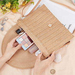 Borsa da donna in maglia di paglia&nbsp;AJEW-WH0348-18