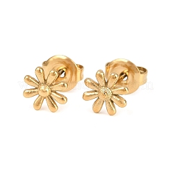 Orecchini a bottone a forma di fiore in acciaio inossidabile 304&nbsp;EJEW-I320-02G