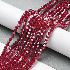 Brins de perles de verre galvanisées de couleur unie opaque&nbsp;GLAA-F029-P4mm-C01