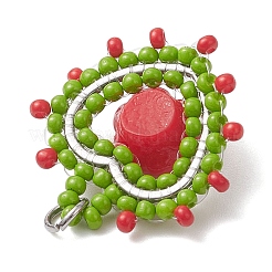 Cœur en perles de verre avec pendentifs en forme de rose&nbsp;PALLOY-MZ01030-05