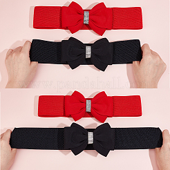 2 Stück 2 Farben Stoff Bowknot Schärpe Krawatte elastischer Kettengürtel mit synthetischem Strass&nbsp;AJEW-CP0008-10
