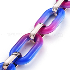 Handgefertigte zweifarbige undurchsichtige Acrylkabelketten&nbsp;AJEW-JB00635-03