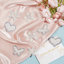 8 pz 4 stili stella/fiore/cuore/farfalla applicazioni in tessuto non tessuto&nbsp;DIY-GO0001-71