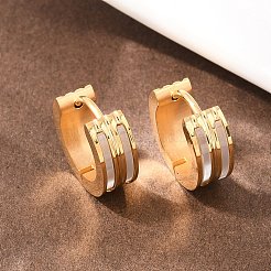 Pendientes de aro con forma de concha y rayas de acero inoxidable 304 para mujer&nbsp;EJEW-L307-11G