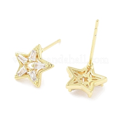 Ohrstecker aus Messing mit Mikropflaster und klarem Zirkonia für Damen&nbsp;EJEW-S217-F05