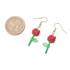Boucles d'oreilles pendantes en forme de fleur avec perles de rocaille rondes en verre de qualité A&nbsp;EJEW-MZ00451-04