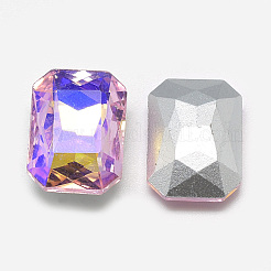 Cabochons en verre avec strass de dos avec point&nbsp;RGLA-T019-10x14mm-01