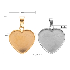 4 pz 2 colori 304 e 201 cabochon pendenti in acciaio inossidabile&nbsp;STAS-FS0001-20M
