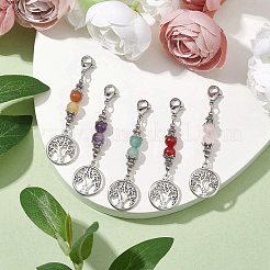 Tondo piatto in lega con decorazione pendente albero della vita&nbsp;HJEW-JM02021