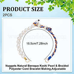 2 Stück Nuggets aus natürlicher barocker Keshi-Perle und geflochtener Polyesterschnur zum Basteln von Armbändern&nbsp;BJEW-UN00023