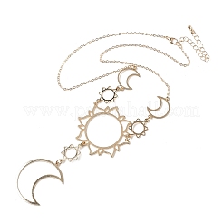Halskette mit Sonne- und Mondanhänger aus Legierung und asymmetrische Creolen-Sets&nbsp;FS-WG43B09-01
