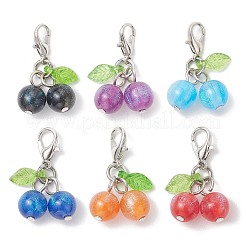 6 pieza de 6 colores de imitación de ojo de gato de resina y acrílico colgante decoraciones&nbsp;HJEW-JM03888