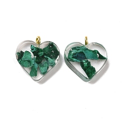 Pendenti in resina trasparente malachite naturale a scaglie di diaspro tinto&nbsp;G-E185-12G-13