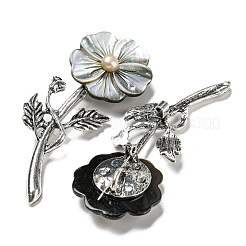 Broche en alliage de fleur de coquille de lèvre noire&nbsp;JEWB-Z019-01D