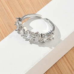 Messing Micro Pave Zirkonia Manschette offene Ringe&nbsp;RJEW-C163-02P
