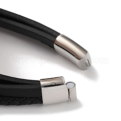 Geflochtene mehrsträngige Armbänder aus schwarzem PU-Leder für Herren&nbsp;BJEW-K243-15P
