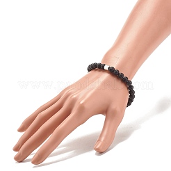 2 pièces 2 couleurs hématite synthétique et pierre de lave naturelle ensemble de bracelets extensibles perlés&nbsp;BJEW-JB08067