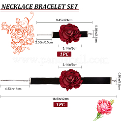 Bracelet en tissu gothique avec cordon et collier ras du cou à fleurs&nbsp;NJEW-CP0001-04B