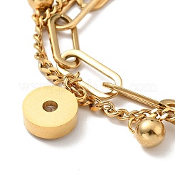 Pulsera de varias vueltas con circonita cúbica transparente y bola redonda&nbsp;BJEW-G639-13G