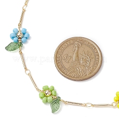 Colliers de fleurs en perles de verre aux couleurs de l'arc-en-ciel&nbsp;X1-NJEW-TA00173-01