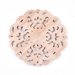 Artisanat d'applique onlay sculpté en bois de caoutchouc&nbsp;WOOD-WH0100-55B