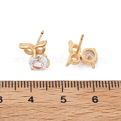 Eulen-Ohrstecker aus Messing mit Mikropavé und Zirkonia für Damen&nbsp;EJEW-G428-10G-01