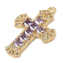 Pendentifs avec zircon cubiques à micro-pavés en laiton&nbsp;KK-P342-15G
