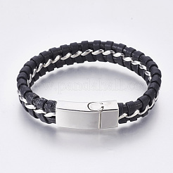 Lederarmbänder geflochtene Schnur&nbsp;BJEW-E350-08B