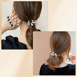 3 Stück 3 Farben Kunststoff-Imitationsperle mit elastischen Haargummis aus Strass&nbsp;OHAR-DJ0001-12