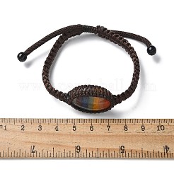 Pulseras ajustables de cuentas trenzadas con piedras preciosas naturales y chakras ovalados&nbsp;BJEW-H626-02-06