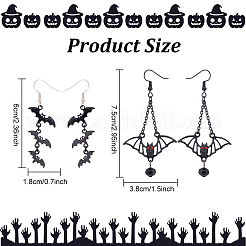 2 Paar Ohrringe in 2 Stilen mit Fledermaus-Motiv und Strass&nbsp;EJEW-AN0002-47