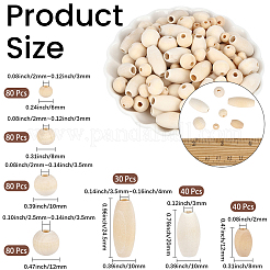 430 pièce de perles en bois naturel non fini&nbsp;WOOD-PA0001-89