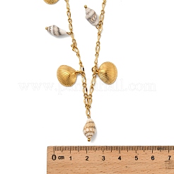 Sommerstrand natürliche Muschel & 304 Edelstahl Muschelform Anhänger Halsketten für Frauen&nbsp;NJEW-A059-01G