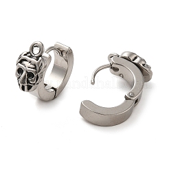 Pendientes de aro de acero inoxidable 304 con forma de calavera&nbsp;STAS-Q317-01AS