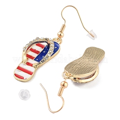 Pendientes colgantes de esmalte de aleación con tema del Día de la Independencia para mujer&nbsp;EJEW-F335-01G-01