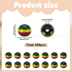 200 Stück Ghana Jamaika Reggae Streifen Harzperlen&nbsp;RESI-ME0001-09